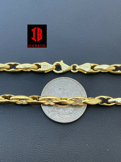 Mens 925 Sterling Silver Custom Anchor Rolo Link Bracelet (5mm)