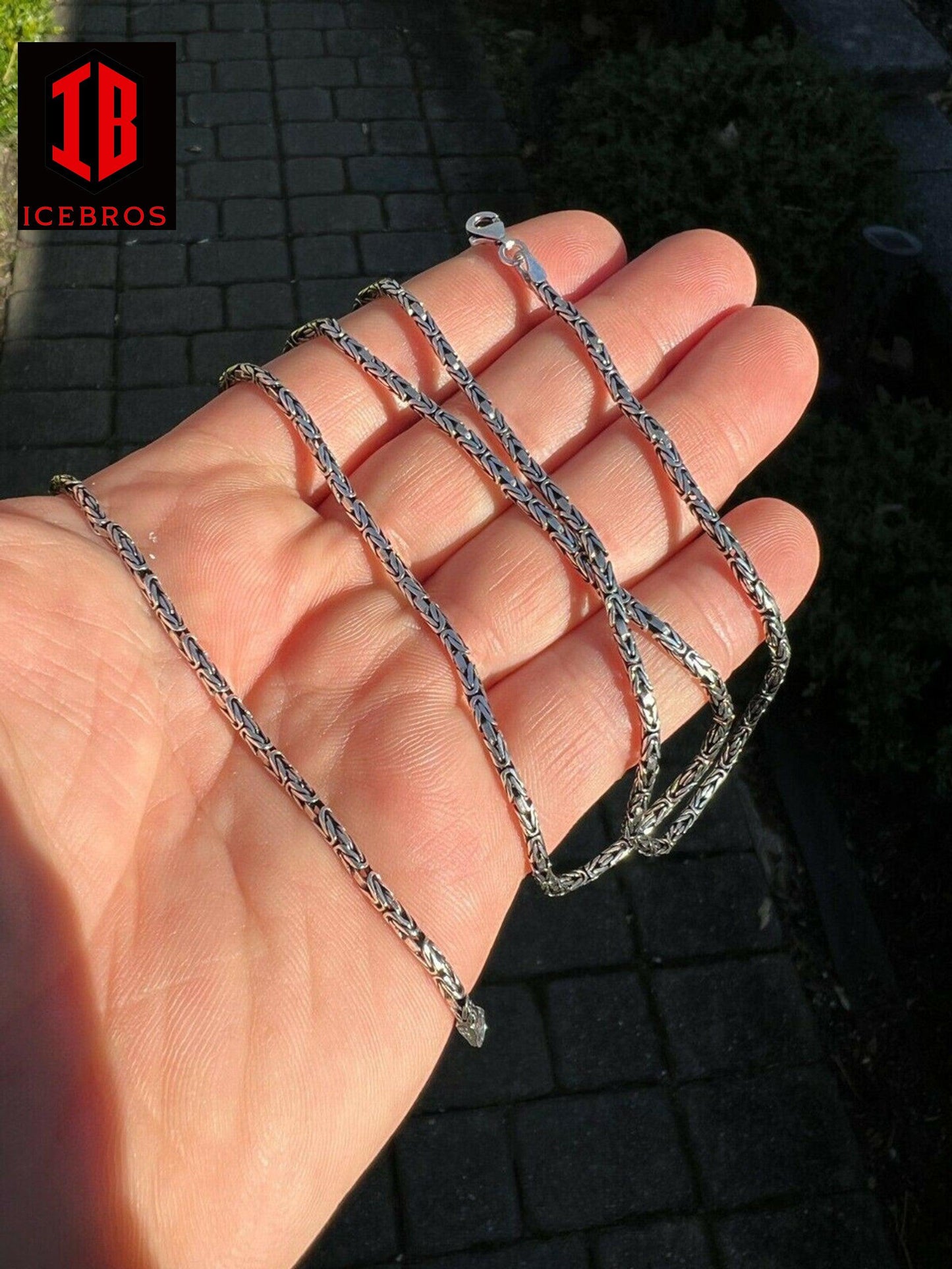 Real 925 Sterling Silver Black Rhodium Micro Byzantine Rope Chain Necklace (2mm)