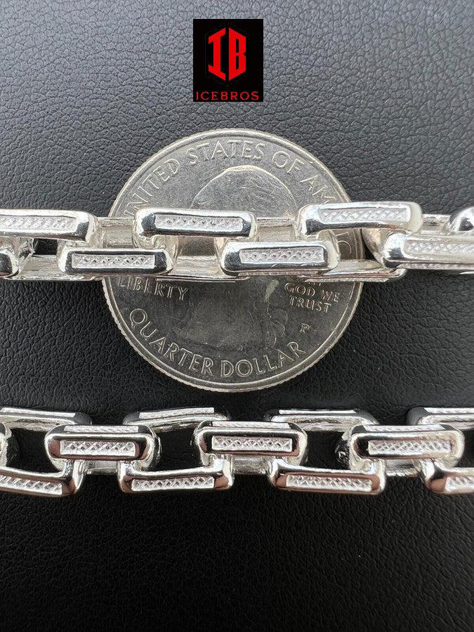 925 Sterling Silver Triangle Rolo Hermes Cut Link Bracelet (7.5mm)