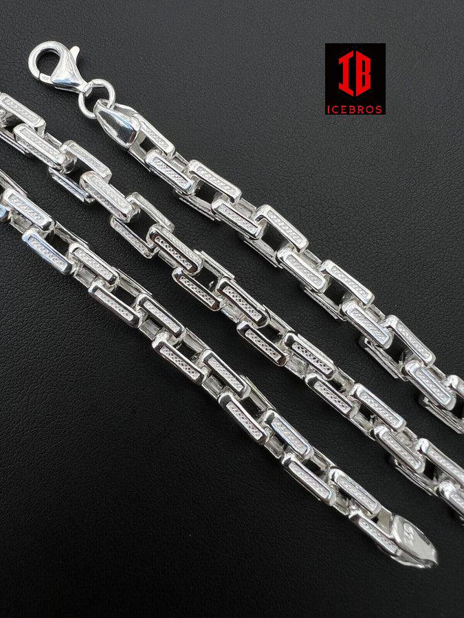 925 Sterling Silver Triangle Rolo Hermes Cut Link Chain Necklace (7.5mm)