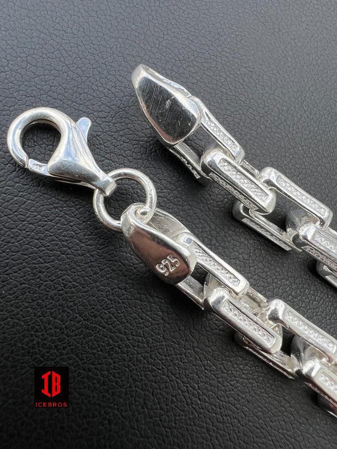 925 Sterling Silver Triangle Rolo Hermes Cut Link Bracelet (7.5mm)