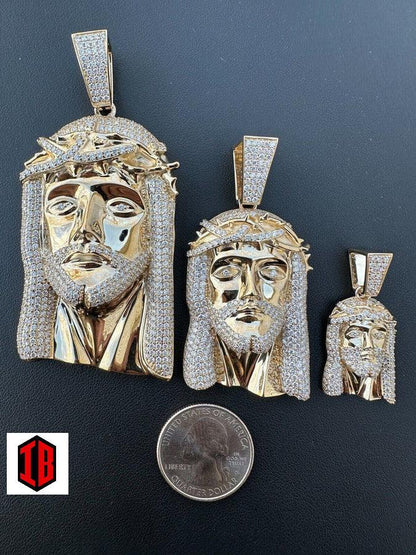 Real Solid 10k Yellow Gold Moissanite Jesus Piece Pendant Iced Hip Hop Necklace