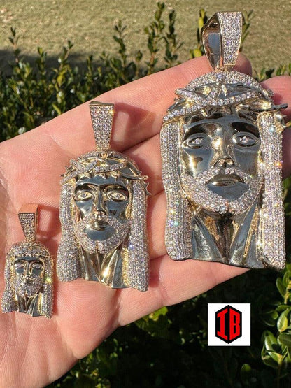 CVD VVS Lab Diamond 14k Yellow Real Gold  Jesus Piece Pendant - Iced Hip Hop Necklace