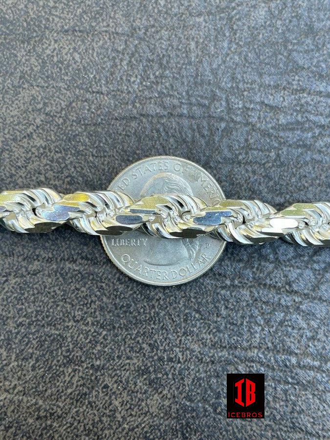 Mens Thick 8mm Rope Bracelet 14k Gold Vermeil Real Solid 925 Sterling Silver 42g
