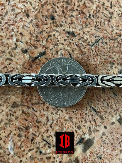 Men’s Real Solid 925 Sterling Silver Byzantine Bracelet 31 Grams 7.5" Heavy (6mm)