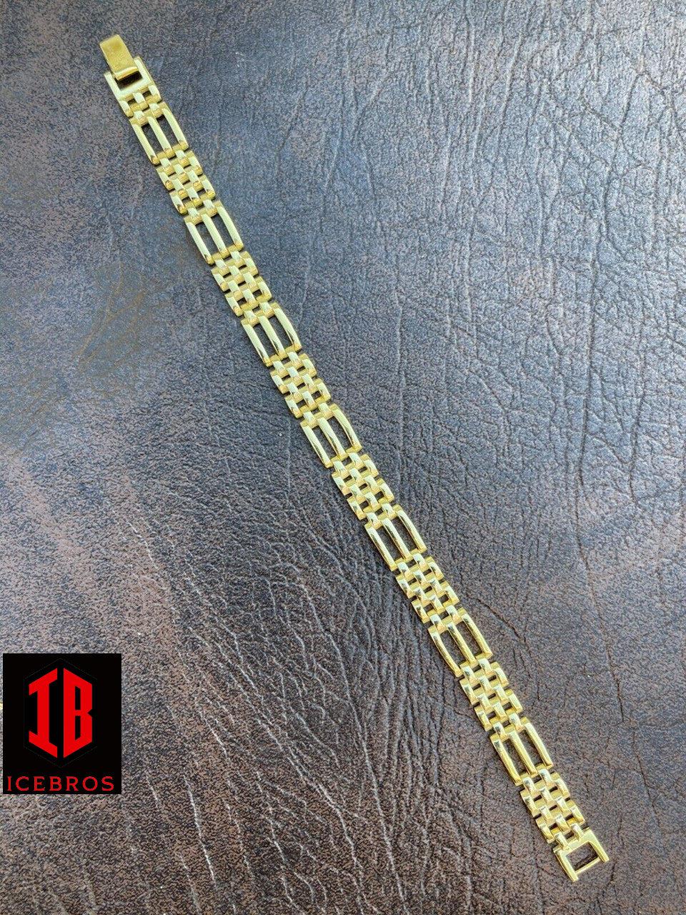 Men's Real Solid 925 Sterling Silver 14k Gold Vermeil Panther Link