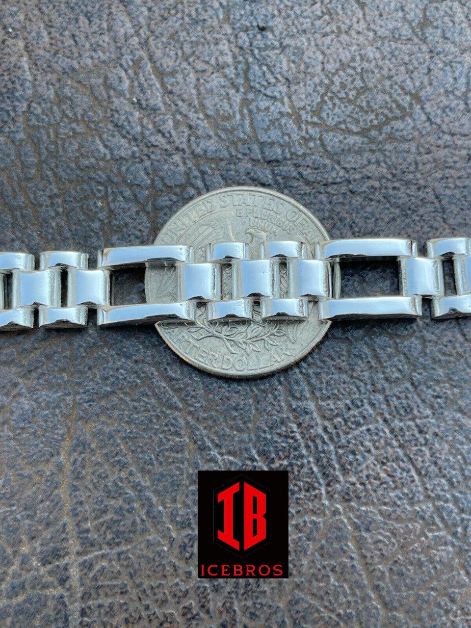 14k Gold Over Vermeil 925 Sterling Silver Plain Presidential Link Panther Bracelet