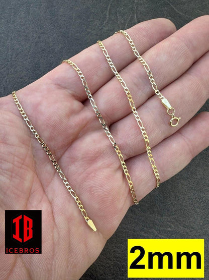 Real Solid 14k Yellow Gold Figaro Link Chain 16-24"  Necklace ITALY (2mm-7mm)