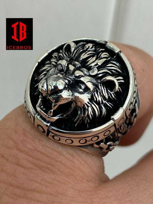 Vintage Real Solid 925 Sterling Silver King Lion Of Judah Rasta Ring Sz 7-13 HEAVY