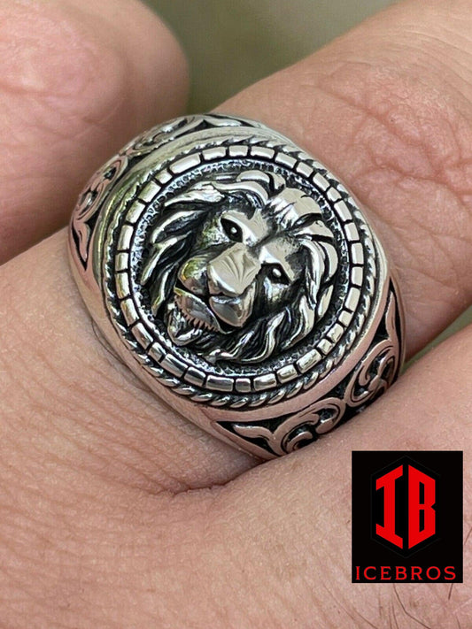 Solid 925 Sterling Silver Mens Plain Lion Ring Leo Head Size 7 8 9 10 11 12 13