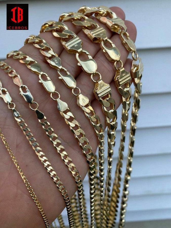 14k Gold Vermeil Over 925 Sterling Silver Miami Cuban Curb Link Chain Made In Italy (2-16mm)