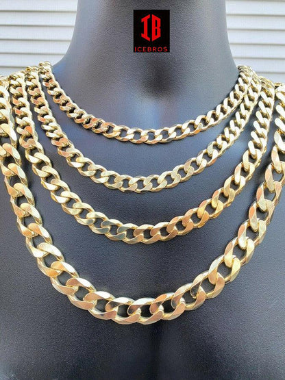 14k Gold Vermeil Over 925 Sterling Silver Miami Cuban Curb Link Chain Made In Italy (2-16mm)