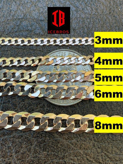 14k Rose Gold Vermeil Over Solid Italian 925 Silver Flat Miami Cuban Link Chain Necklace (3-8mm)