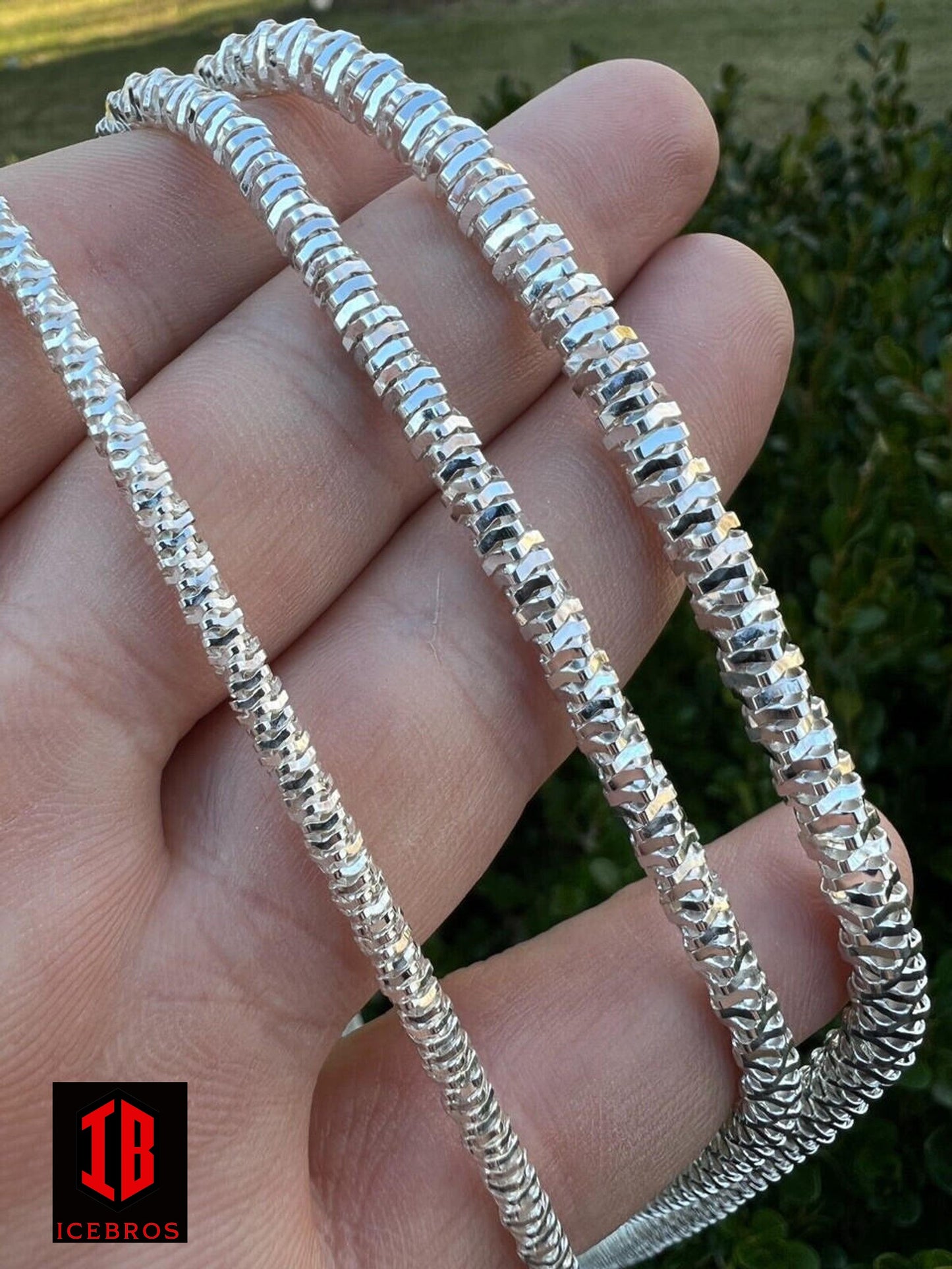 Solid 925 Sterling Silver Diamond Cut Sparkle Iced Italian Rope Chain Necklace (3mm, 4mm, 5mm)