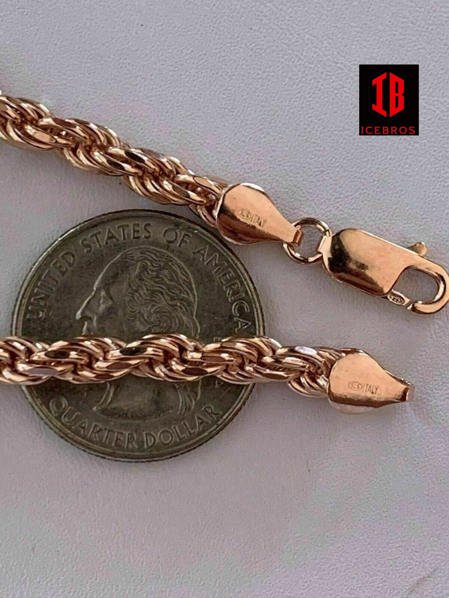 Unisex 14k Rose Gold Over Solid 925 Sterling Silver Ladies Men's Rope Chain Necklace (2mm, 5mm)