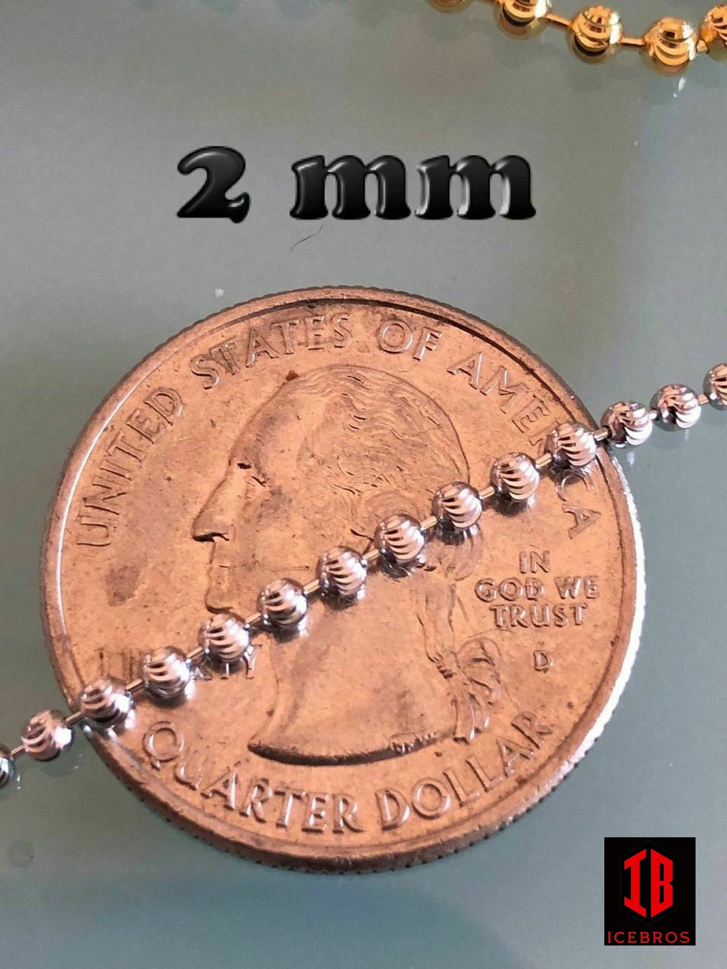 Ball Moon Chain REAL 925 Silver 14k Yellow Gold / Rhodium Diamond Cut Men Women (2-5mm)