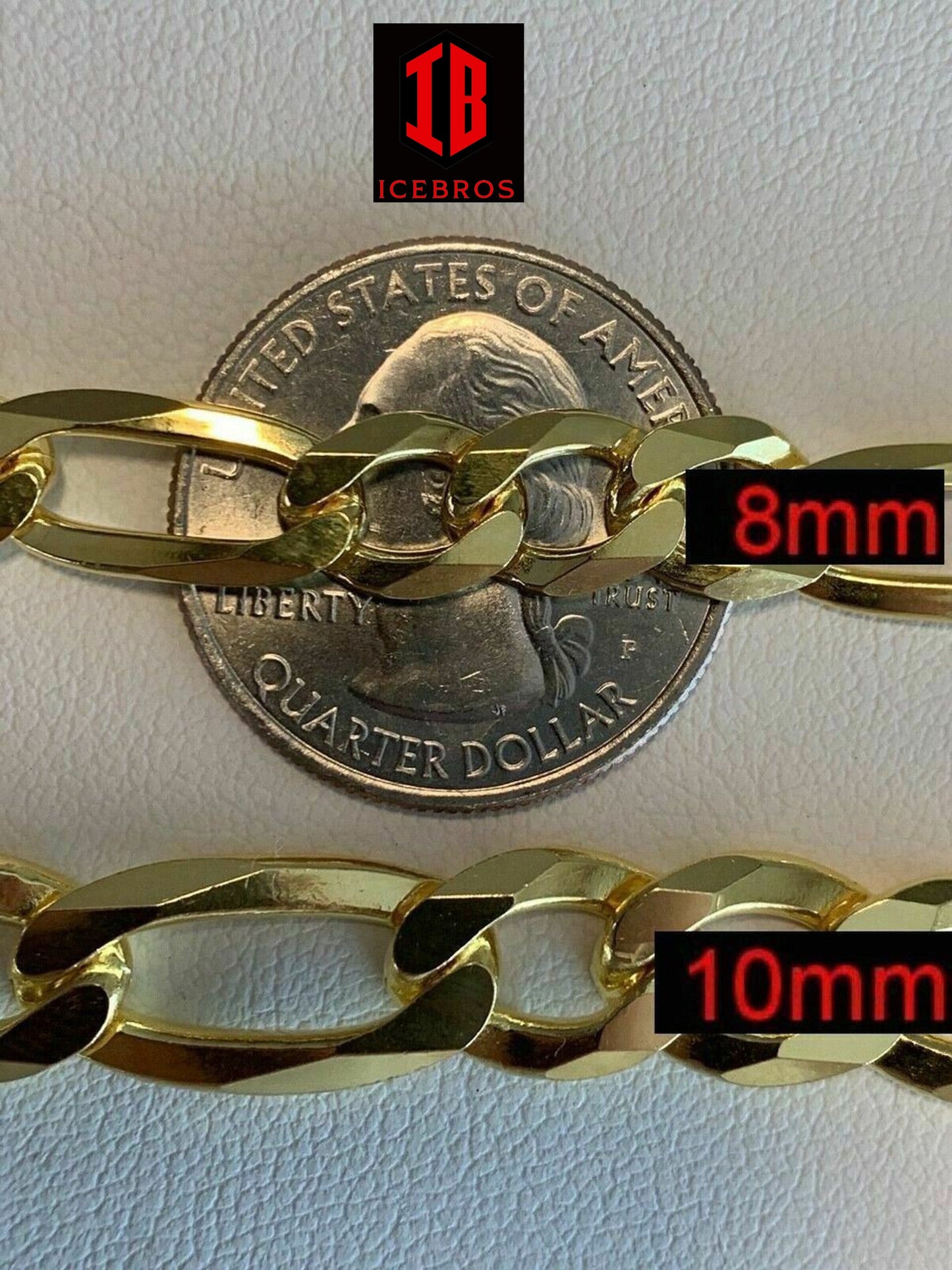 14k Gold Over Solid 925 Sterling Silver Figaro Bracelet (2mm-10mm)