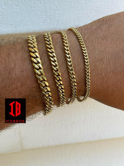 Miami Cuban Link Chain Bracelet 14k Gold Over Stainless Steel (4-14mm)