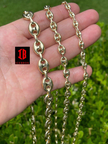 14k Gold Over Vermeil 925 Sterling Silver Puffed Mariner Link Chain Necklace (6-12mm)