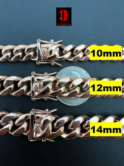 Miami Cuban Link Bracelet 14k Rose Gold Over Stainless Steel (4-14mm)
