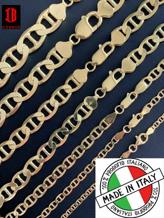 14k Gold Over 925 Sterling Silver Old School Mariner Chain Necklace (2-12mm)