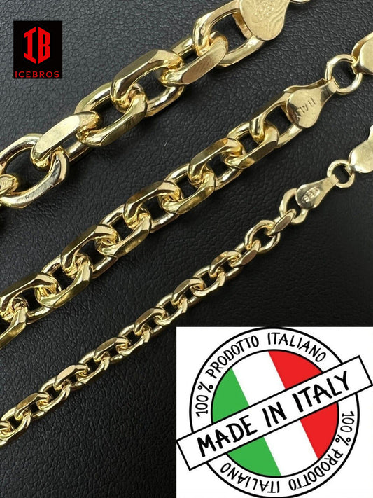 14k gold Anchor Cable Chain Necklace Rolo Link Italy (4-8mm)