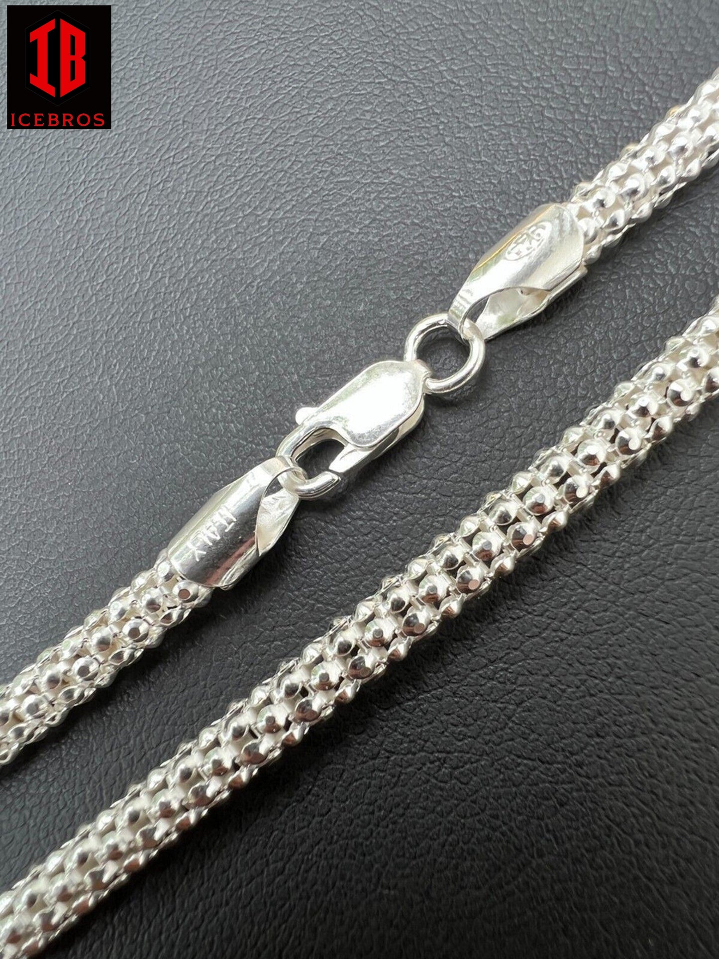 Vermeil Diamond Cut Popcorn Mesh 925 Sterling Silver Chain Necklace Coreana (2-6mm)