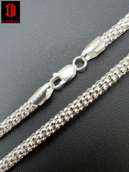 Vermeil Diamond Cut Popcorn Mesh 925 Sterling Silver Chain Necklace Coreana (2-6mm)