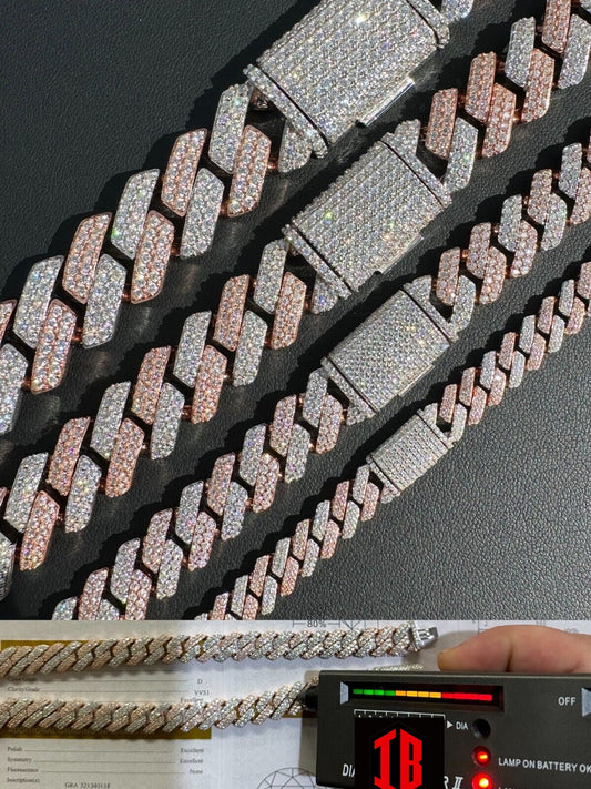 Rose Gold Miami Necklace Cuban Link Chain passing diamond test