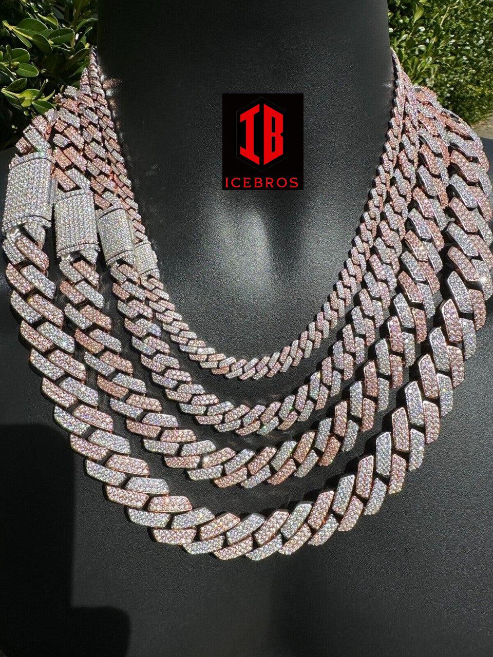 Rose Gold Miami Two Tone Necklace  Cuban Link Chain on Display Box