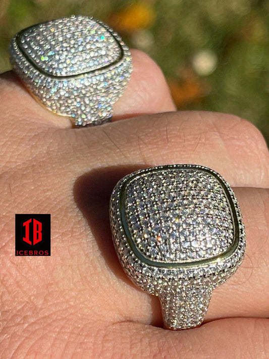 14k Gold Vermeil 925 Sterling Silver Men's Diamond Pinky Ring Hip Hop Iced (CZ)
