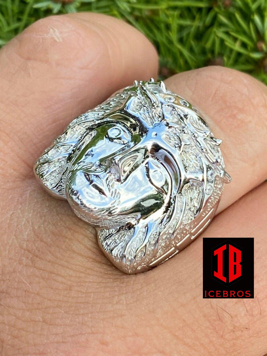 Men's Real Solid 925 Sterling Silver Jesus Face Ring Pinky Hip Hop Anillo (CZ)