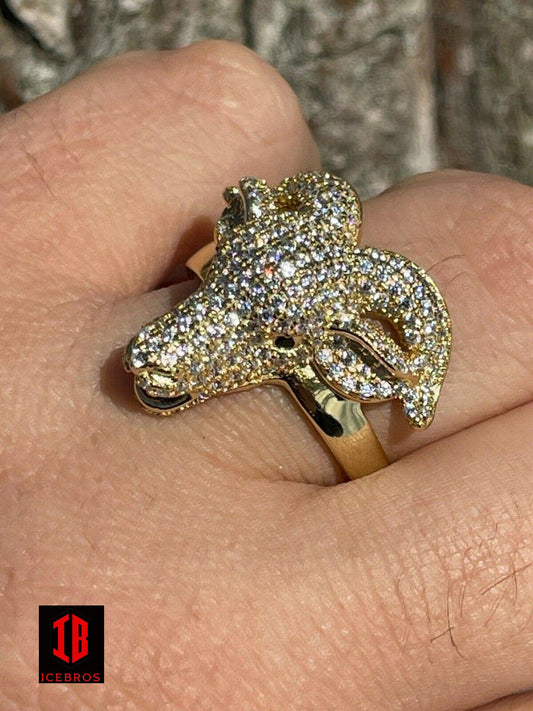 14k Gold Custom GOAT Ring Diamond Iced Animal (CZ)