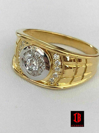 Men's 14k Gold & Real Solid 925 Silver CZ RING Size 7 8 9 10 11 12 13 ICY (CZ)
