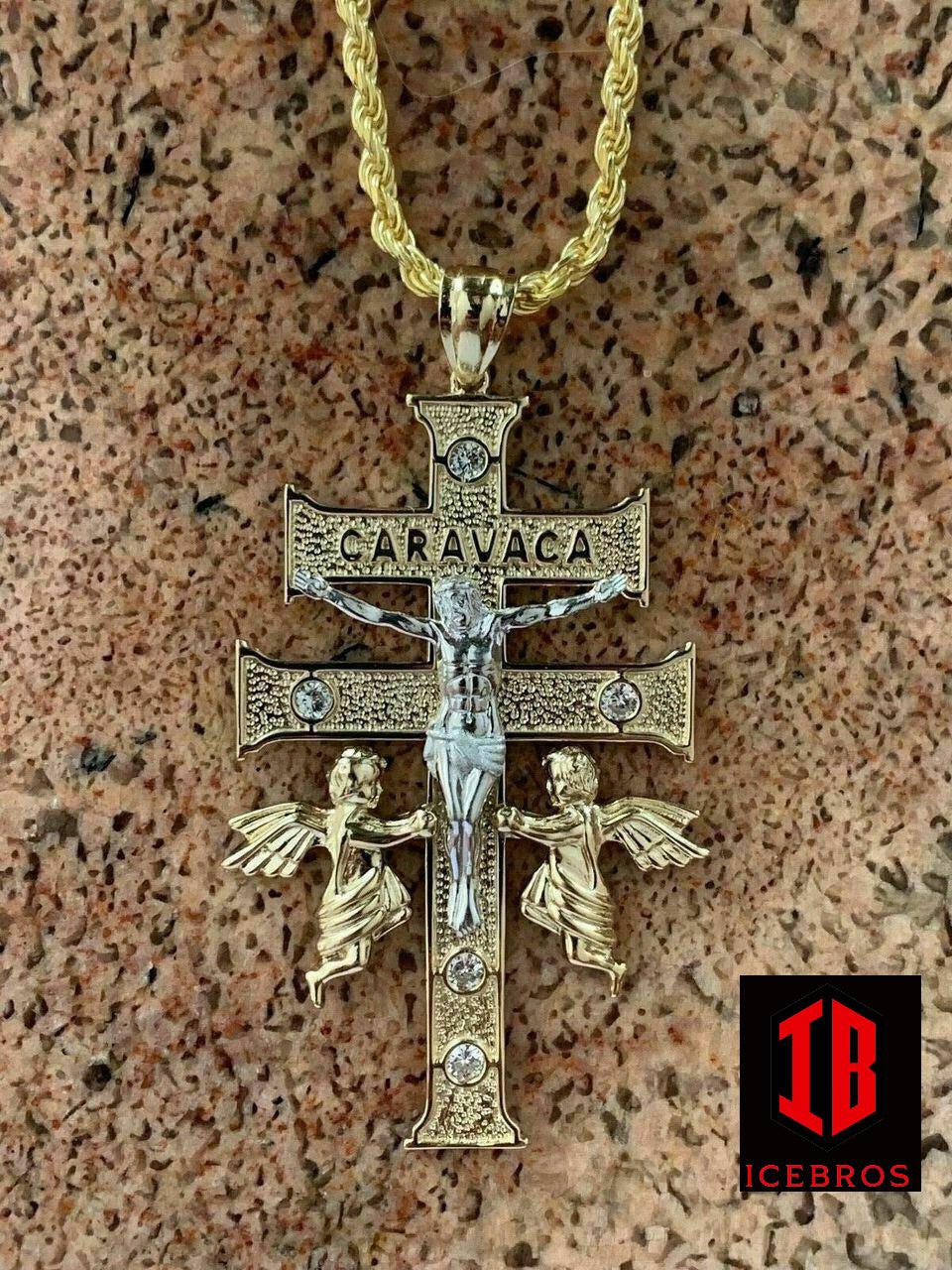 925 Sterling Silver Large Cruz De Caravaca Cross Pendant 2.5" Plata Necklace