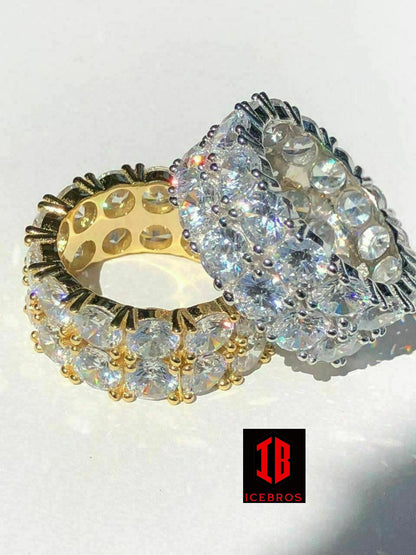 Tennis Ring 14k Gold & Solid 925 Silver Diamond Pinky Wedding Band Mens Womens (CZ)