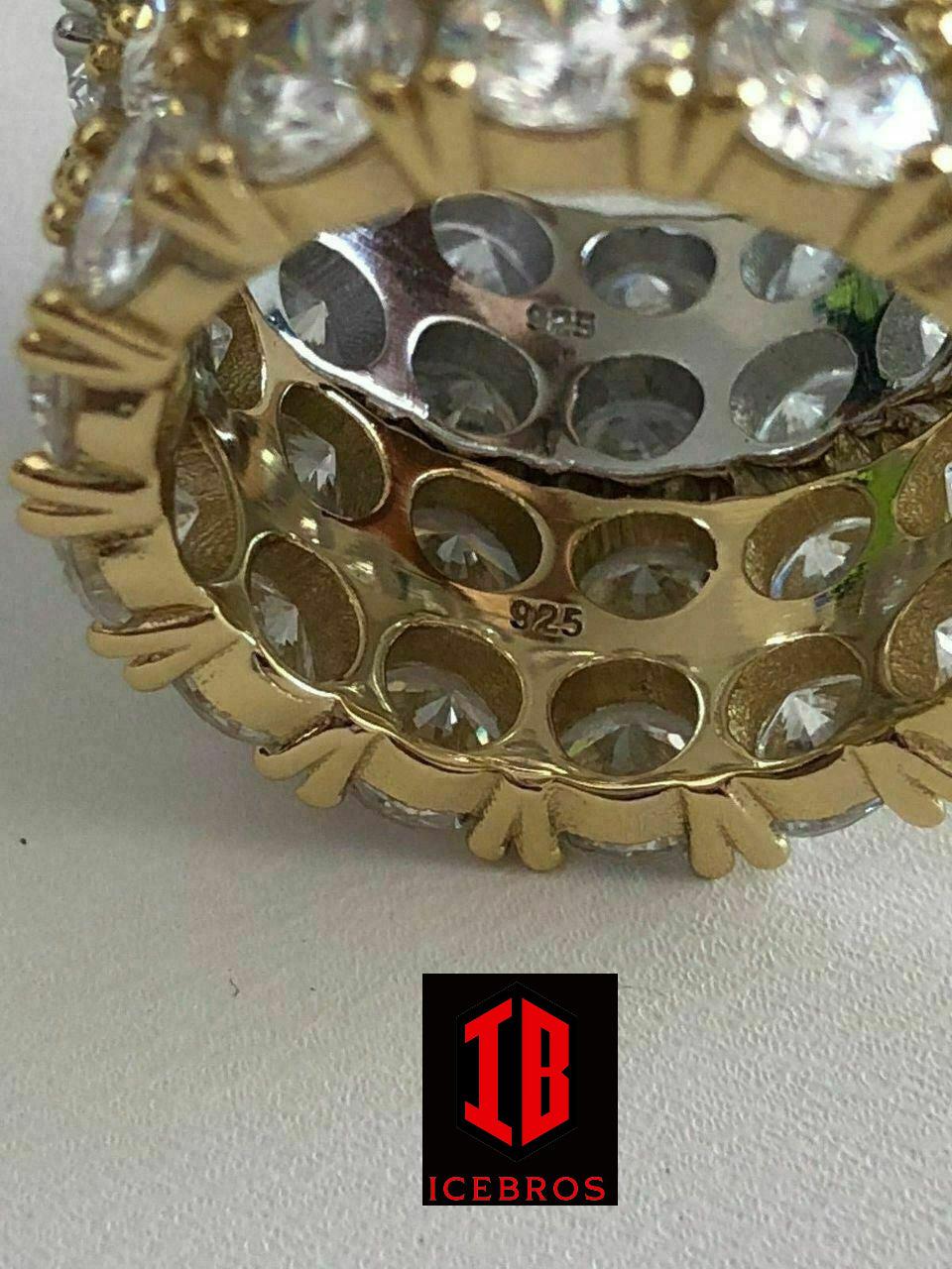 Tennis Ring 14k Gold & Solid 925 Silver Diamond Pinky Wedding Band Mens Womens (CZ)
