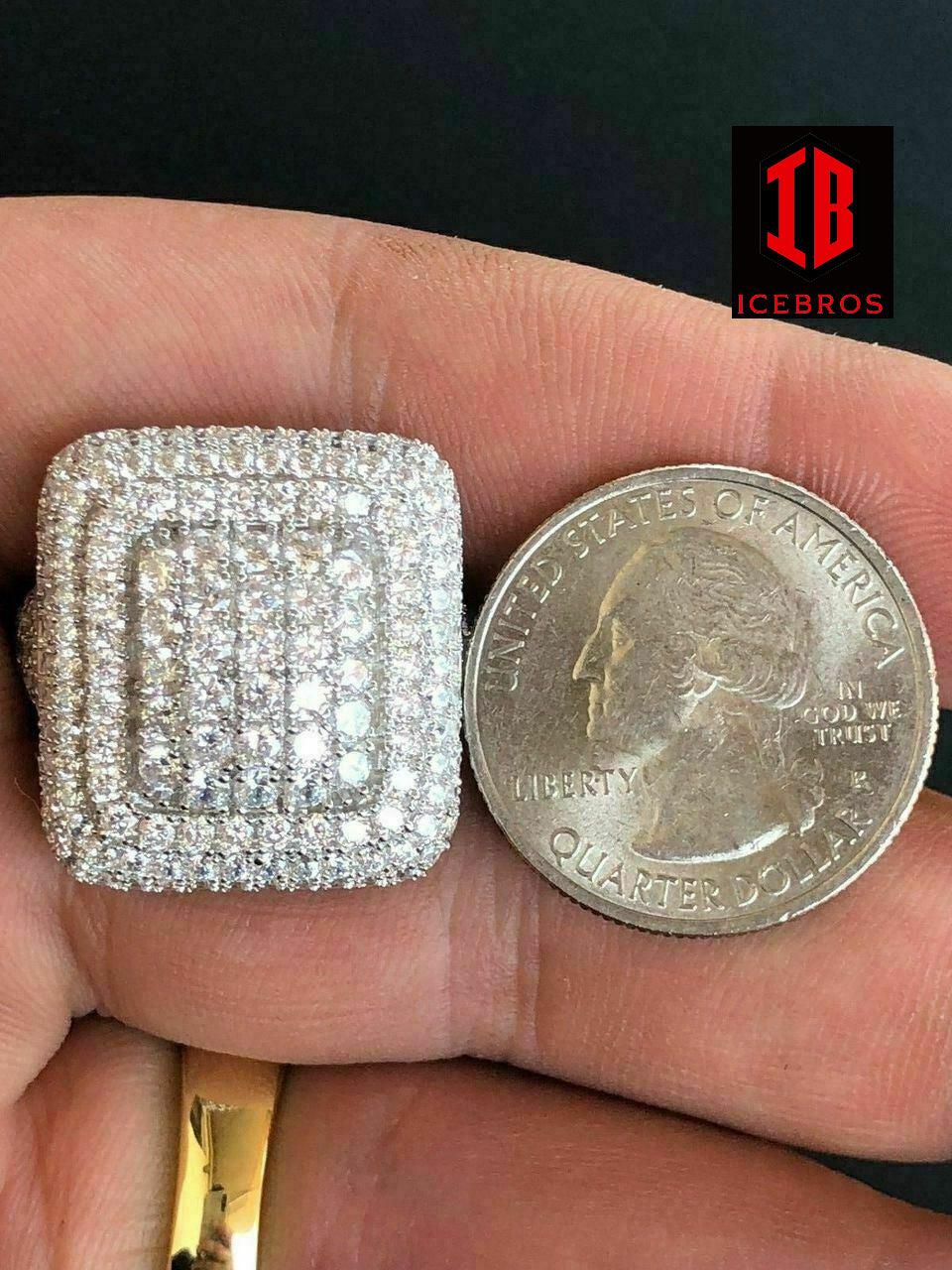 Solid 925 Silver Men's Hip Hop Rapper Big Diamond Pinky RING 14k Gold ICY CUSTOM (CZ)