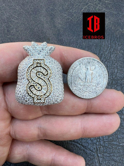 Men's Vermeil 925 Silver Money Dollar Sign Baguette Diamond Pinky RING Hip Hop Iced  (CZ)