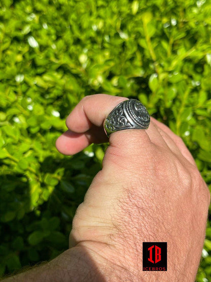 925 Sterling Silver Mens Plain American Bald Eagle Ring