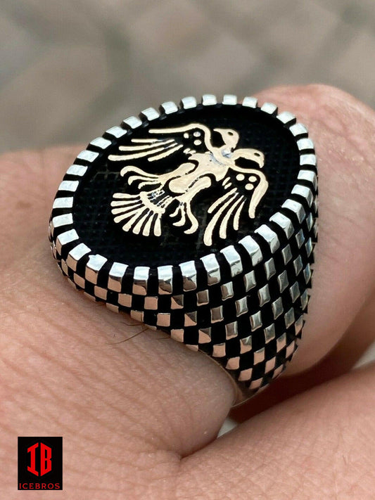 14K 925 Sterling Silver Ring Albanian Kosovo Double Headed Eagle