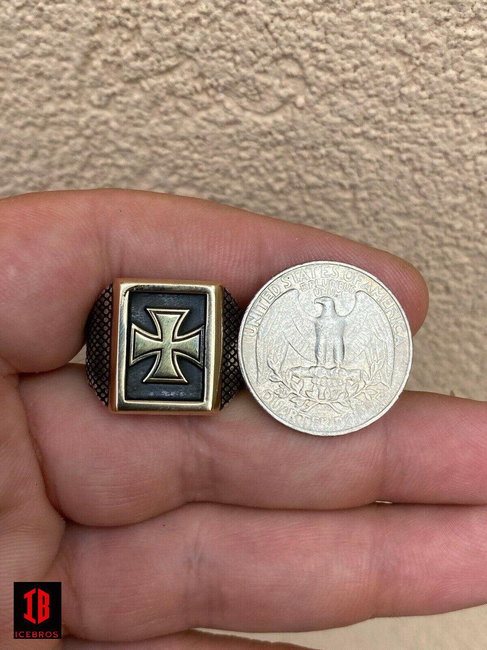 14k Gold Vermeil 925 Sterling Silver German Maltese Iron Cross Ring