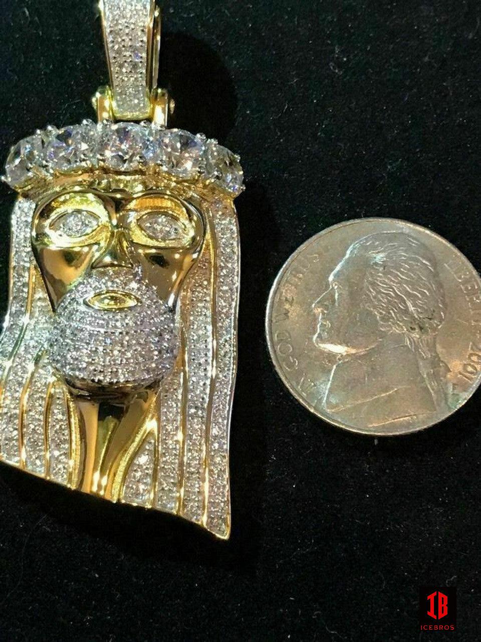14k Gold Filled 925 Silver 4.5ct CZ Diamond Jesus Piece Pendants