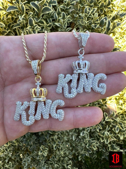 Crown Moissanite 925 Sterling Silver Hip Hop King With CrownBail Iced Necklace
