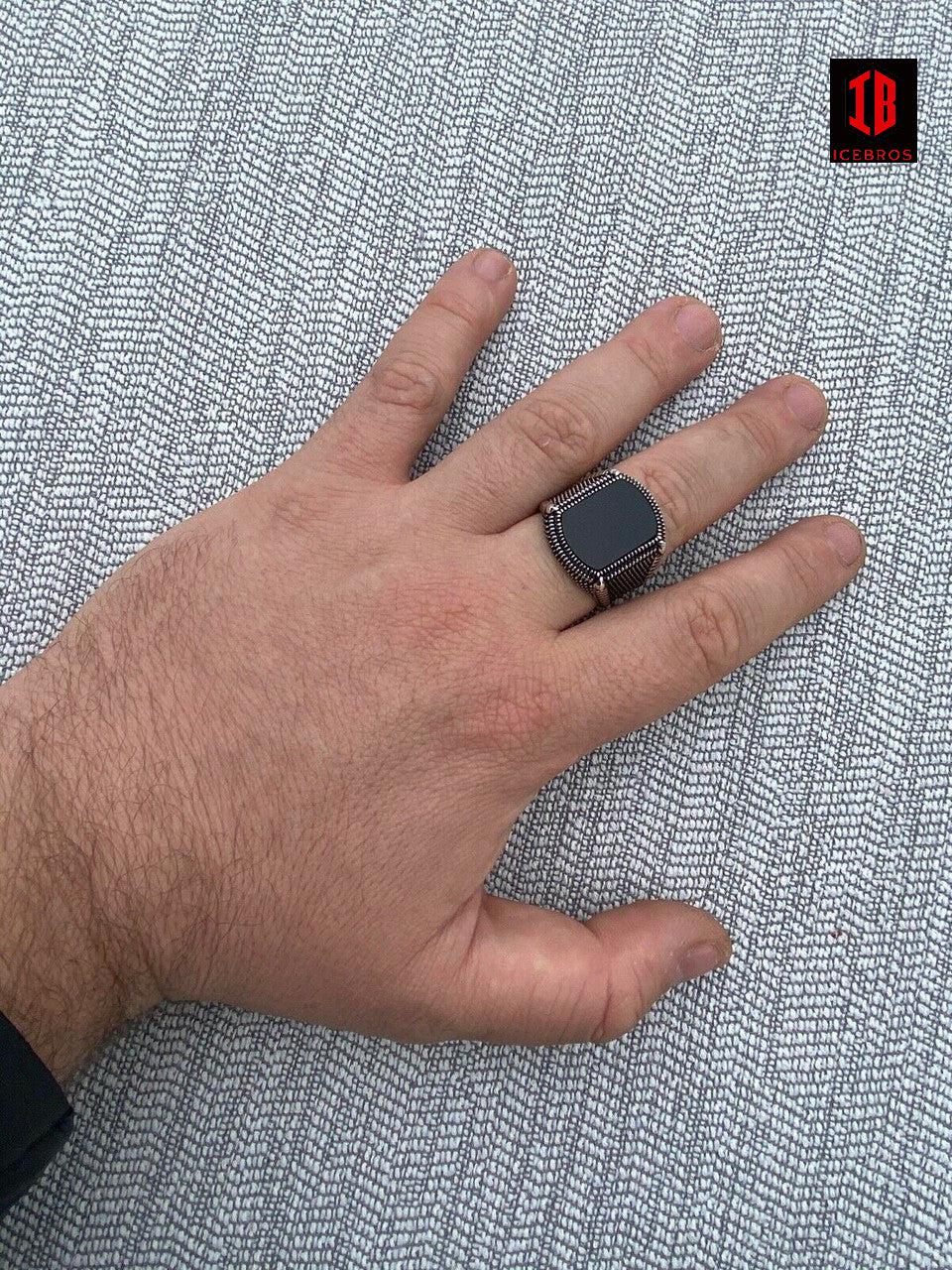 Men's Vermeil 925 Sterling Silver Black Onyx LARGE Ring Sz 7-13 ~16 Grams