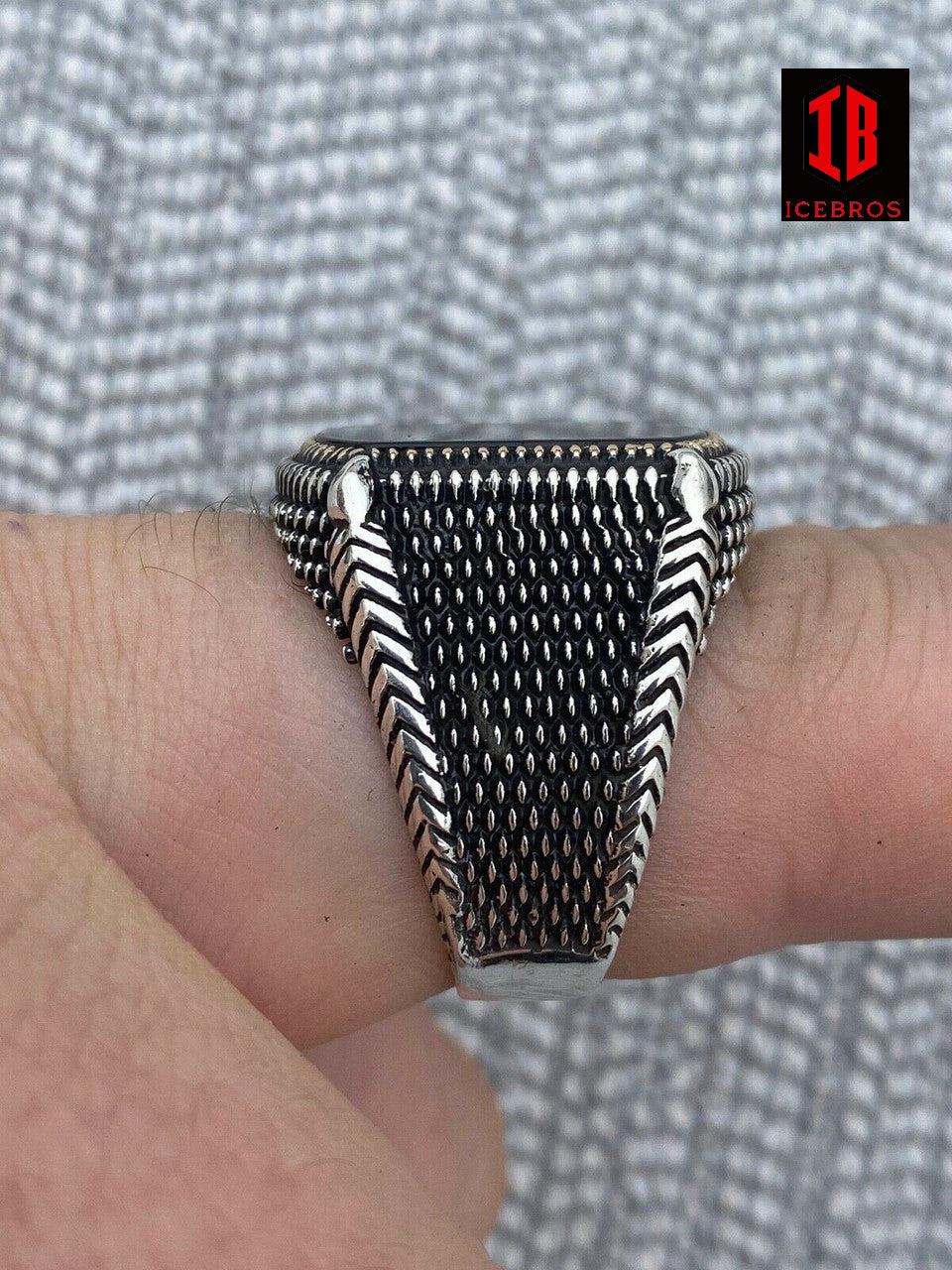 Men's Vermeil 925 Sterling Silver Black Onyx LARGE Ring Sz 7-13 ~16 Grams