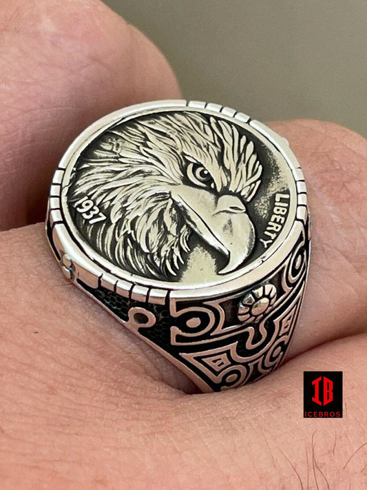 925 Sterling Silver Men's Coin Ring USA Eagle American Liberty Dollars