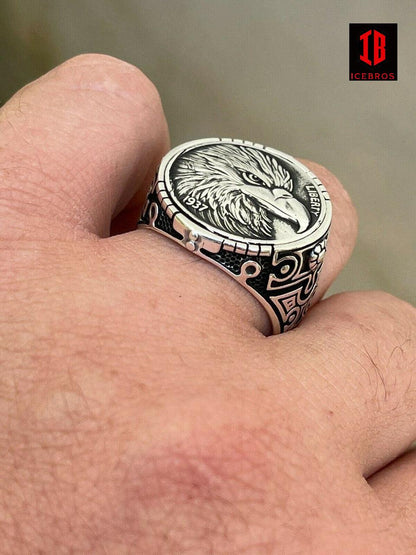 925 Sterling Silver Men's Coin Ring USA Eagle American Liberty Dollars