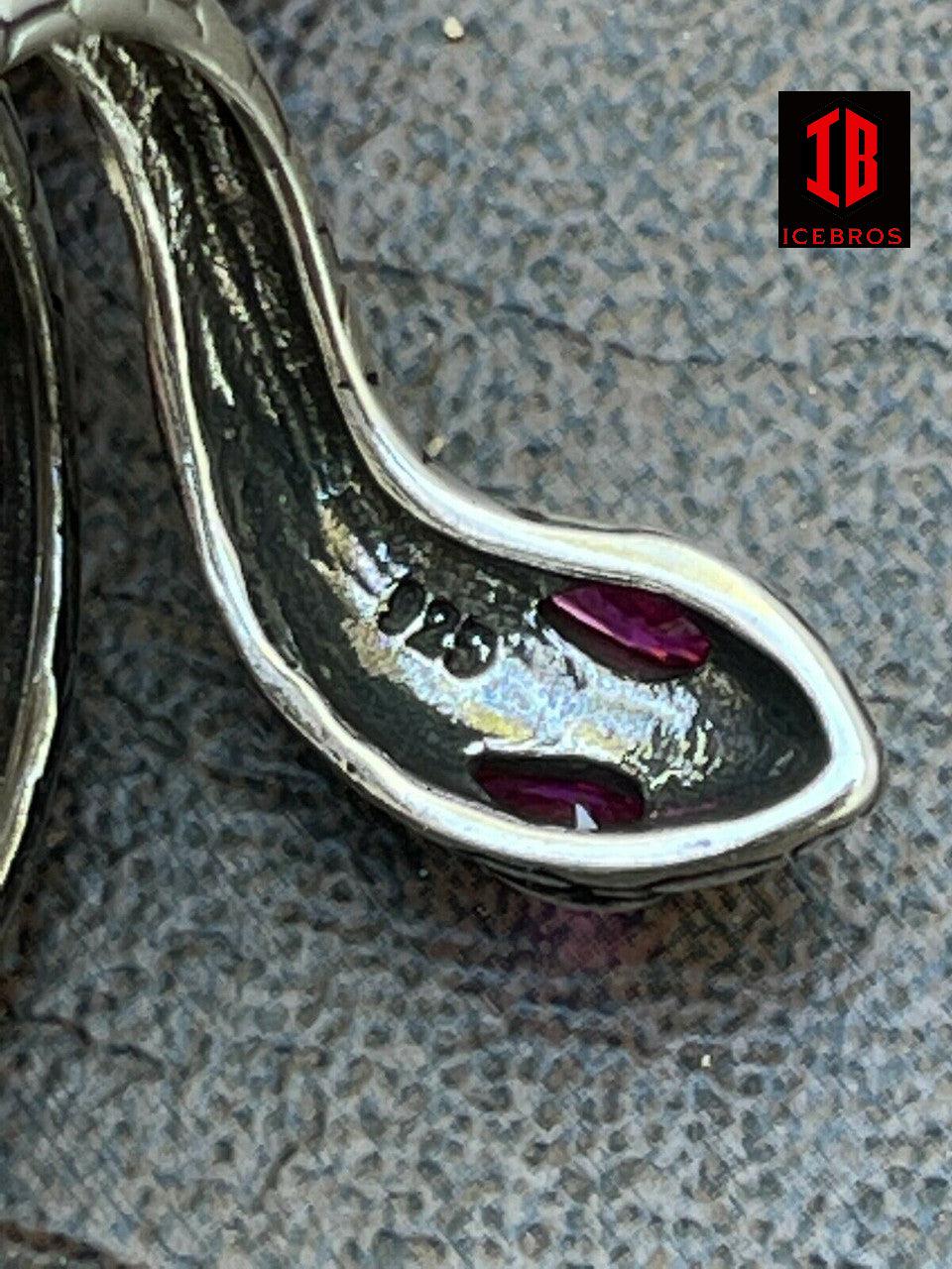 Snake Eye Ring Solid 925 Sterling Silver Wrap Around Cobra Purple Eyes Sizes 5-12