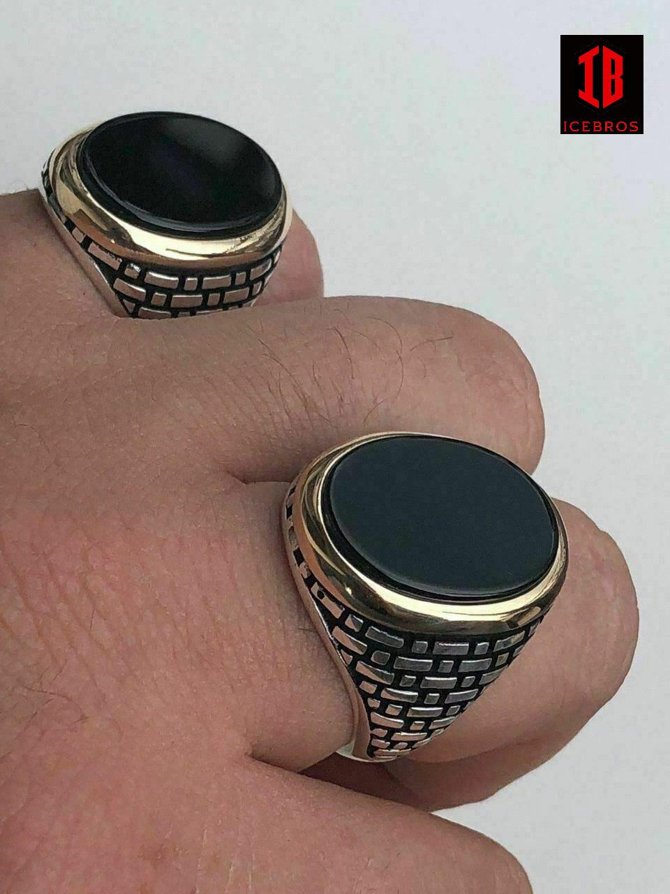 925 Sterling Silver Black Onyx Ring Men's LARGE